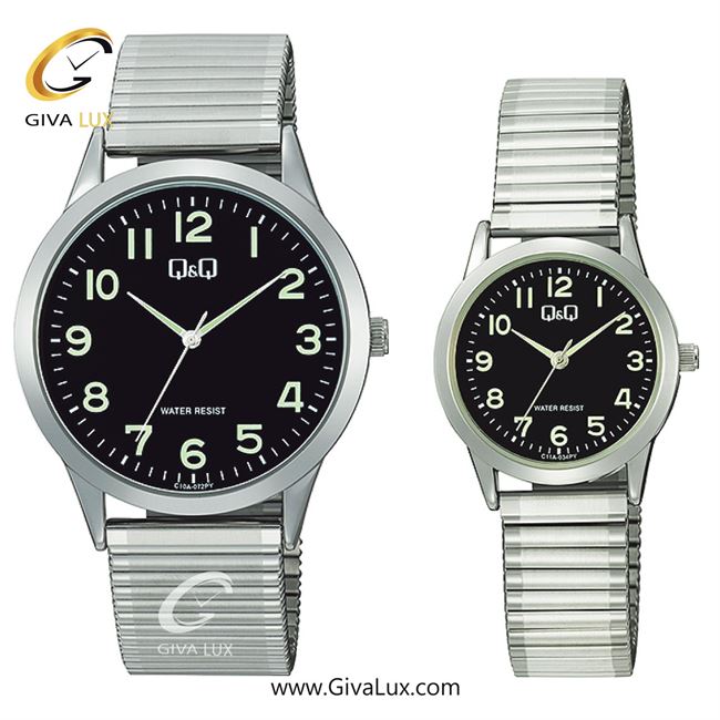 ساعت مچی اورجینال ست کیو اند کیو Q&Q نقره ای | نقره ای| مشکی| کد رفرنس زنانه: C11A-034PY، مردانه: C10A-072PY